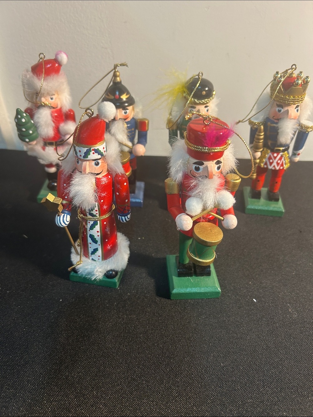 Red Wooden Nutcracker Ornament Set - Holiday Home Accent set of 6